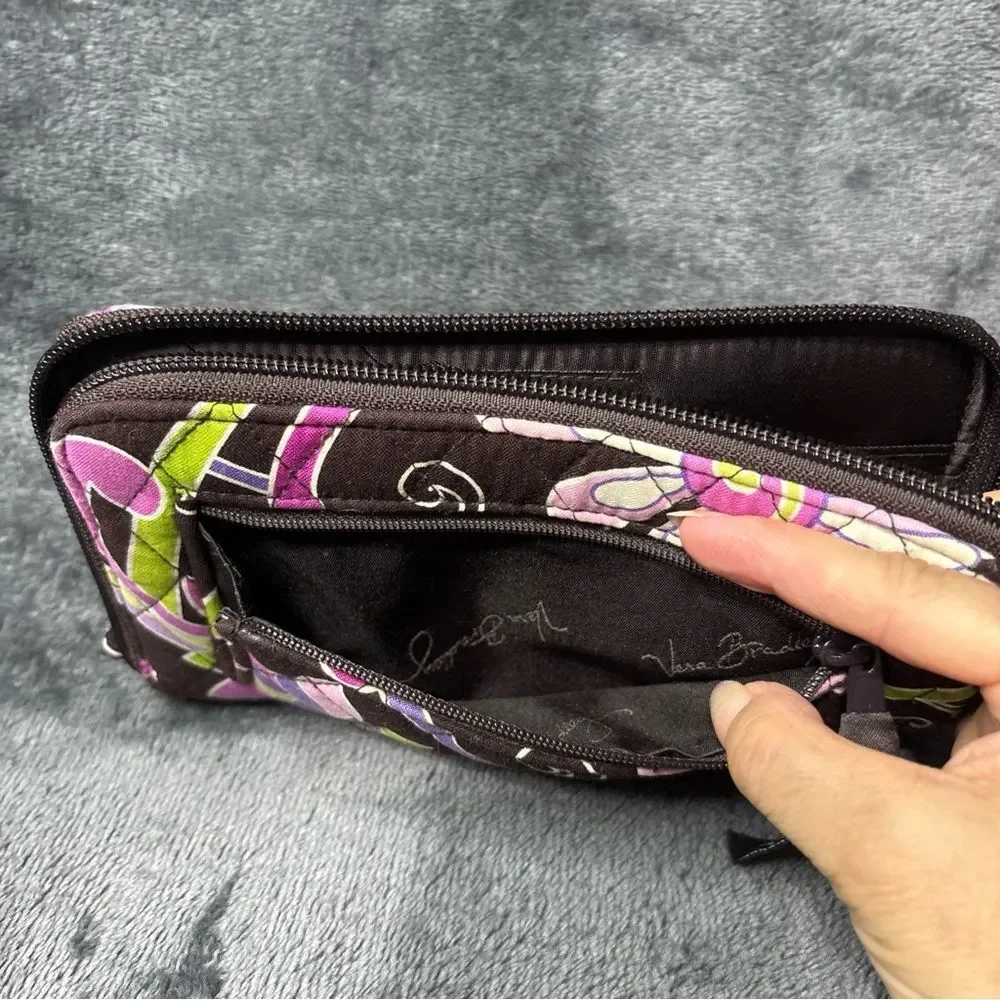 vera bradley large zip around wallet Brown Purple Pinch NWT - Picture 5 of 10